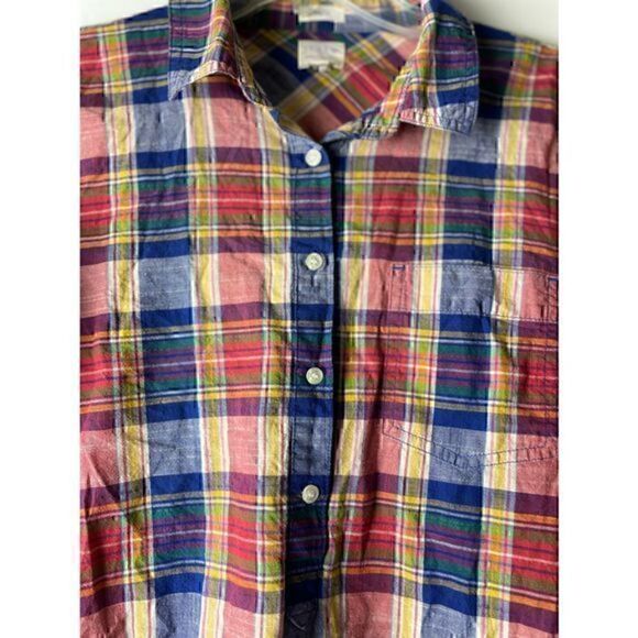 EUC Women’s Colorful & Preppy Boyfit J Crew Plaid Button Down Shirt Size Medium - Picture 10 of 11